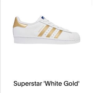 Adidas SuperStar White Gold size 6.5 M BRAND NEW